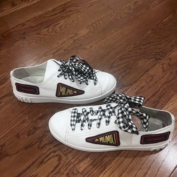 Miu miu white sneakers with patches 39.5 - Picture 1 of 4